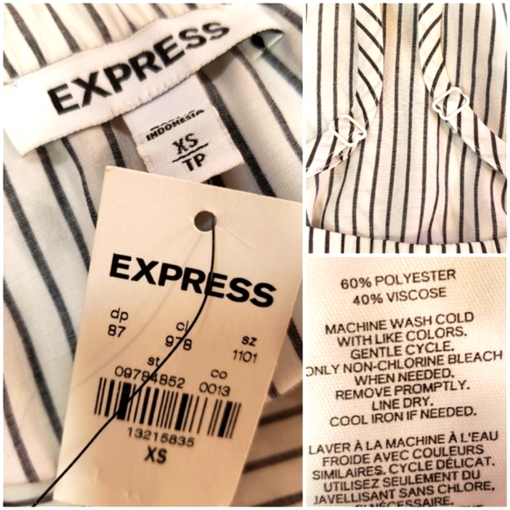 Express flouncy striped cold-shoulder blouse, XS - Picture 16 of 16
